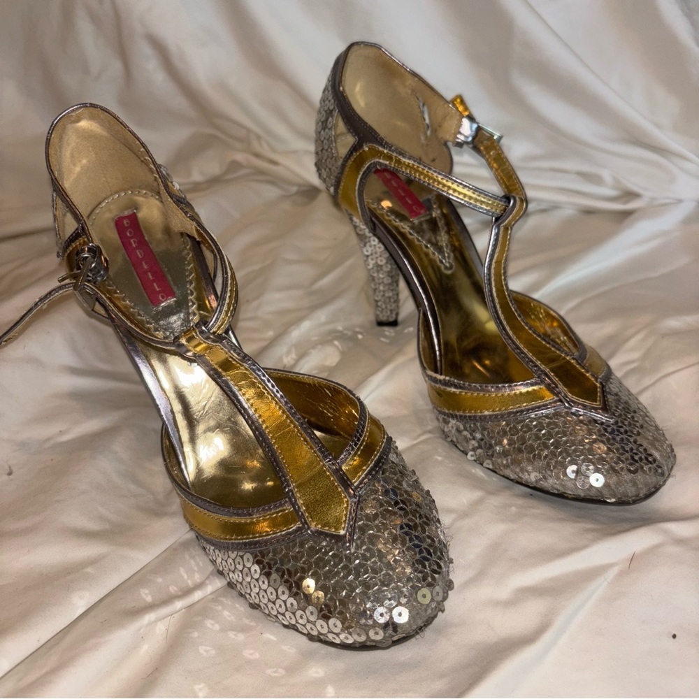 Bordello Silver and Gold Sequin Heels